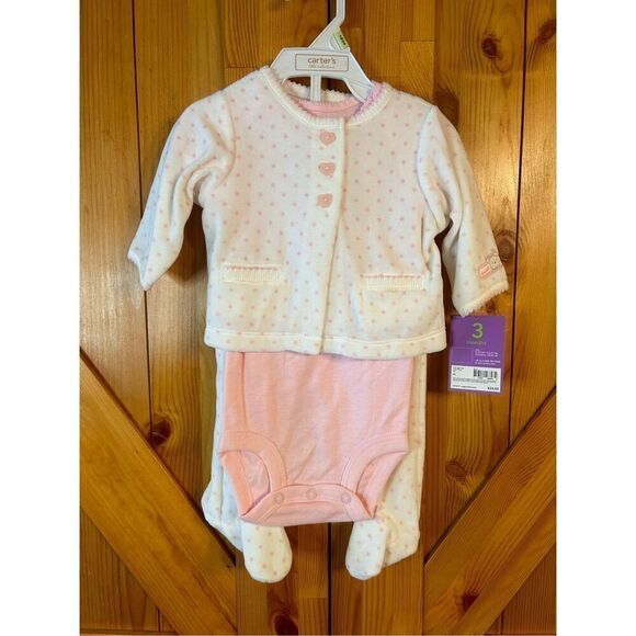 Carter’s little collections 3 months bottoms top one piece white/pink NWT (4420) - Picture 1 of 7